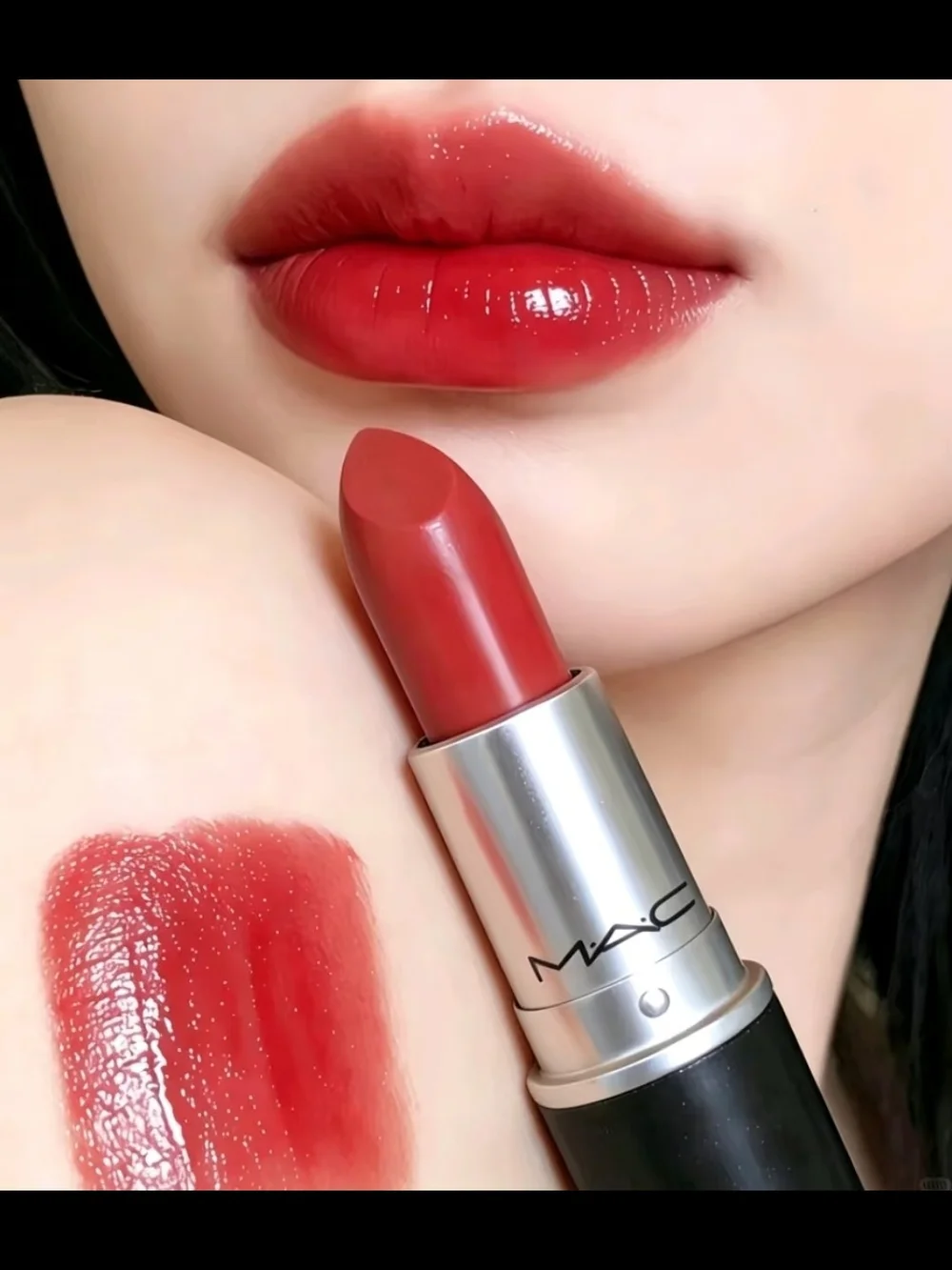 MAC Cosmetics Lustre Lipstick 502 Cockney - Vibrant Red - Picture 2 of 2